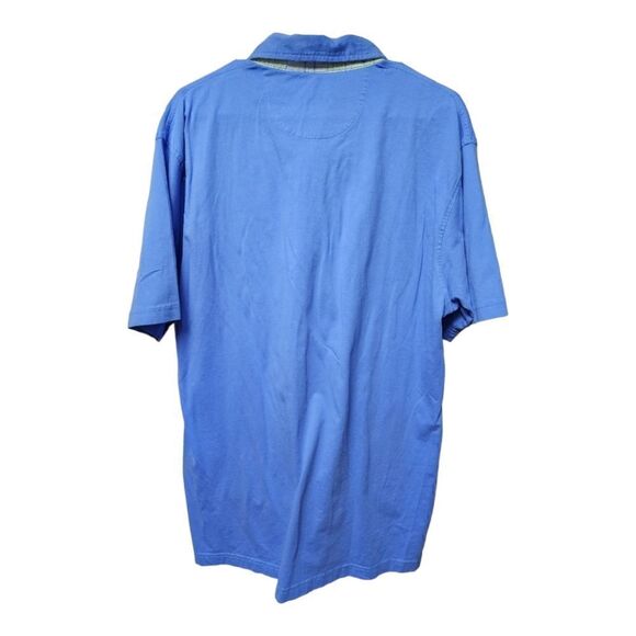 1031 - Alan Flusser Polo shirt, 100% cotton, blue, men's medium - Picture 3 of 3